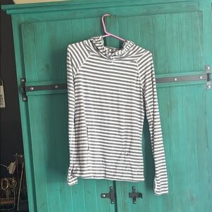 GAP Gray and White Striped Hoodie